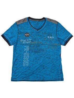 Men’s Blue Graphic V-Neck T-Shirt – Casual Streetwear Style